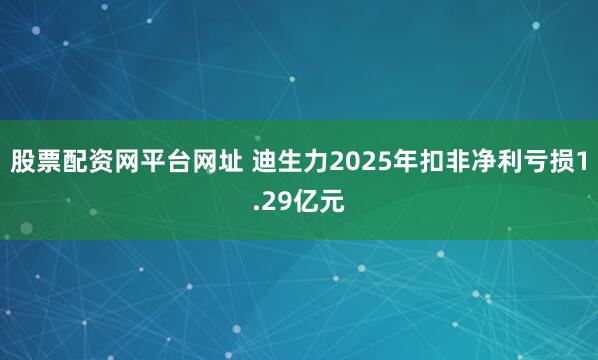 股票配资网平台网址 迪生力2025年扣非净利亏损1.29亿元